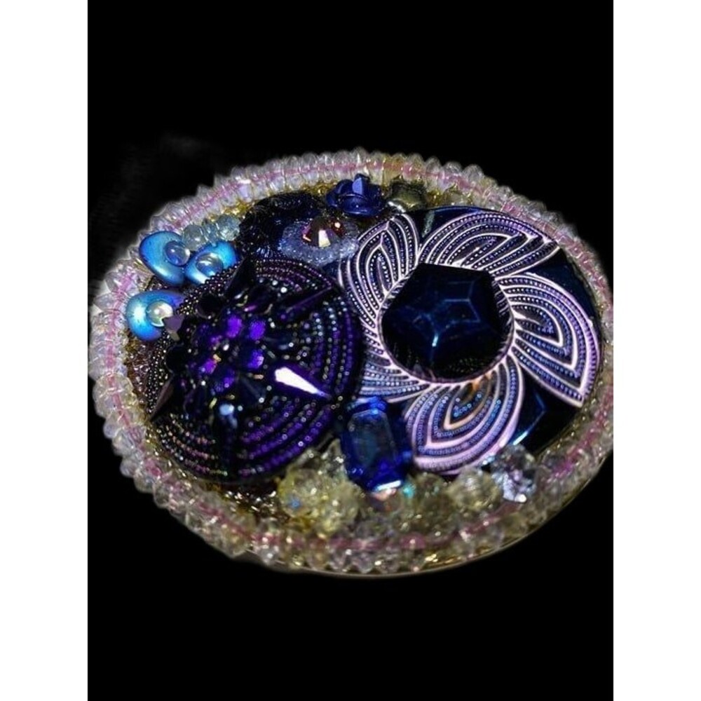 Cowgirl Bling Belt Buckel Blue Stones Crystals Beads Silver Tone